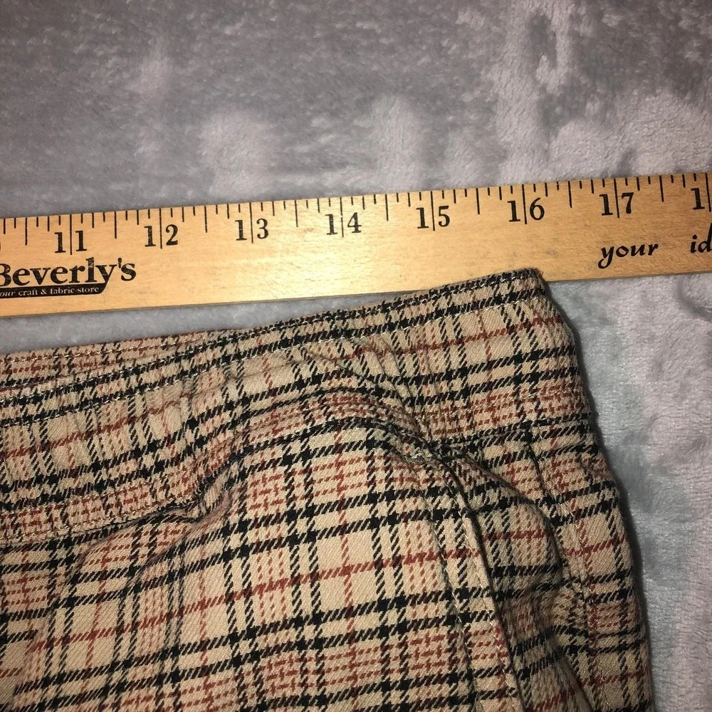 RSQ Pants Men's Size Large Beige Plaid Pull On Pants Elastic Waist Casual Pocket